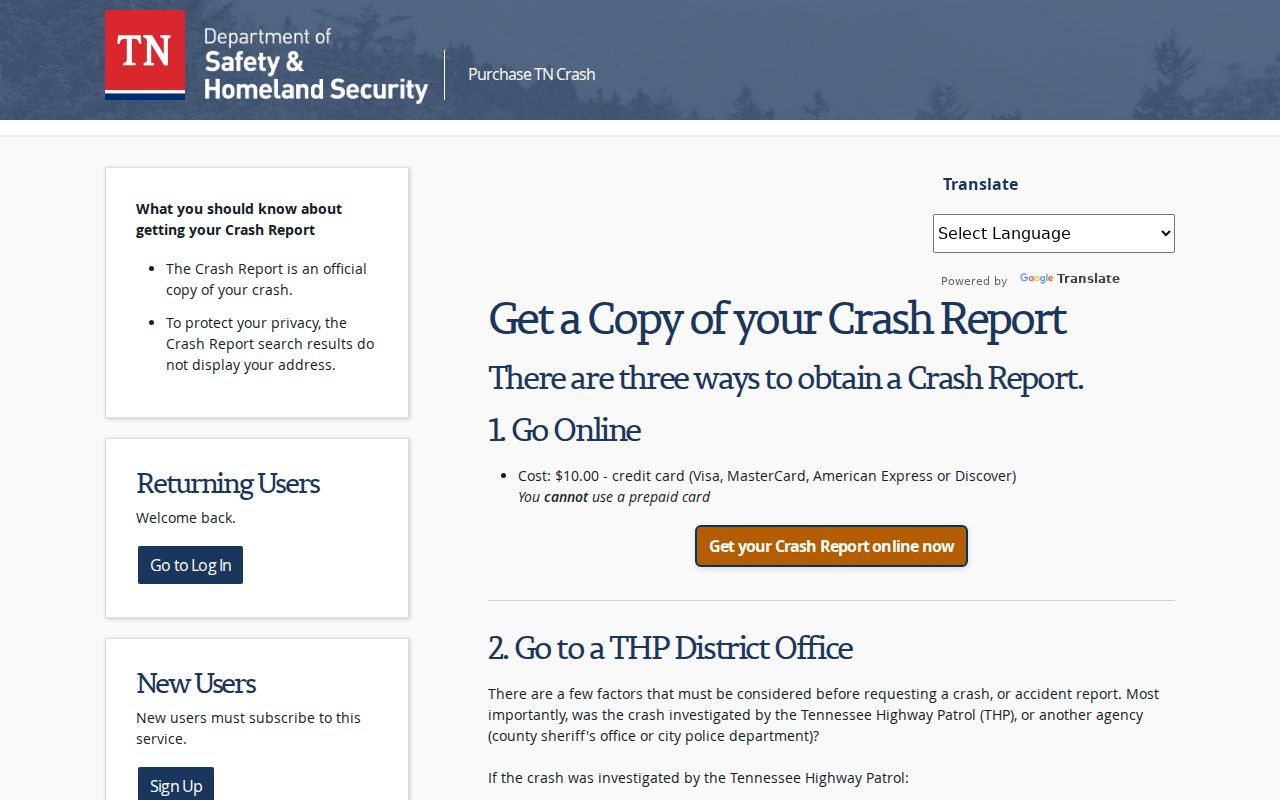 Official Tennessee crash report search for a Morgan County arrest-related event