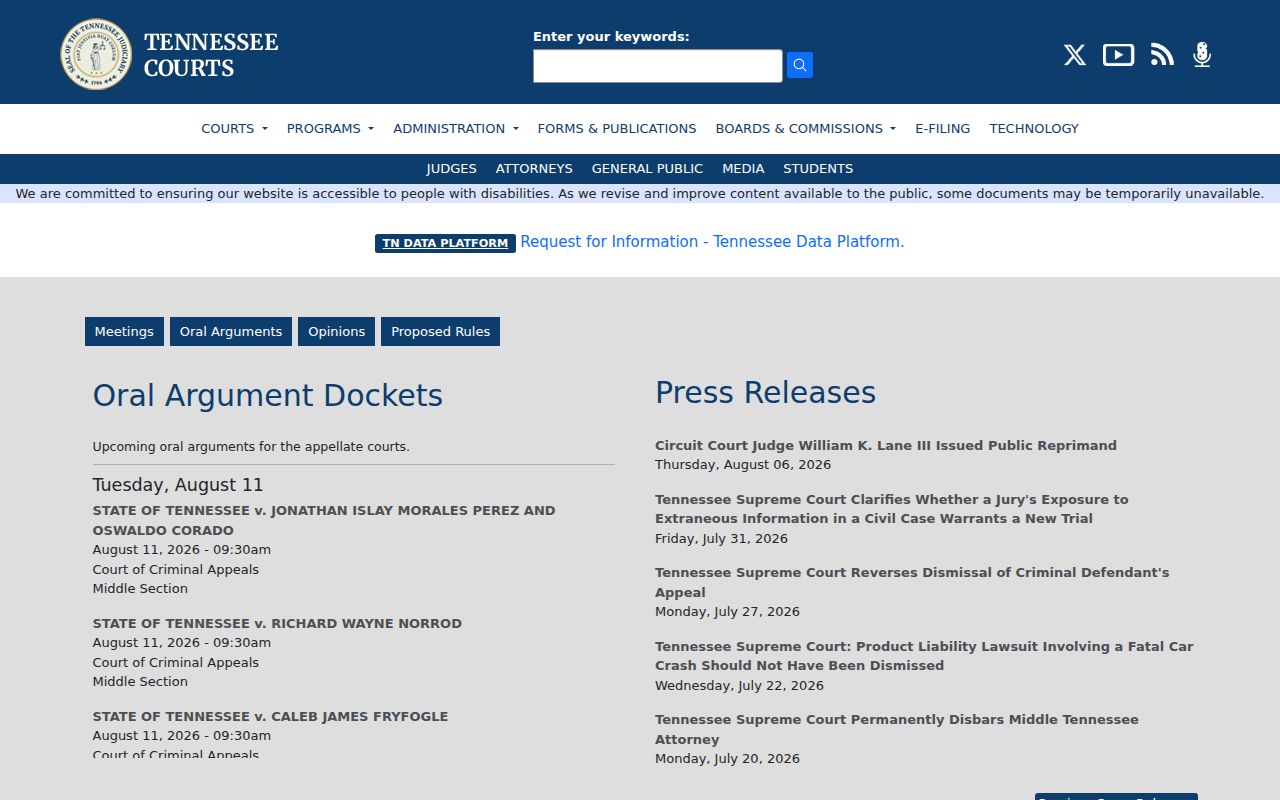 Tennessee judiciary resources for Morgan County criminal court cases