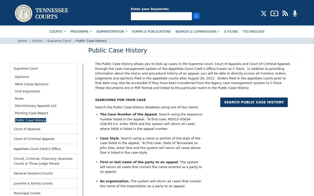 Tennessee appellate search instructions for a Morgan County criminal court appeal