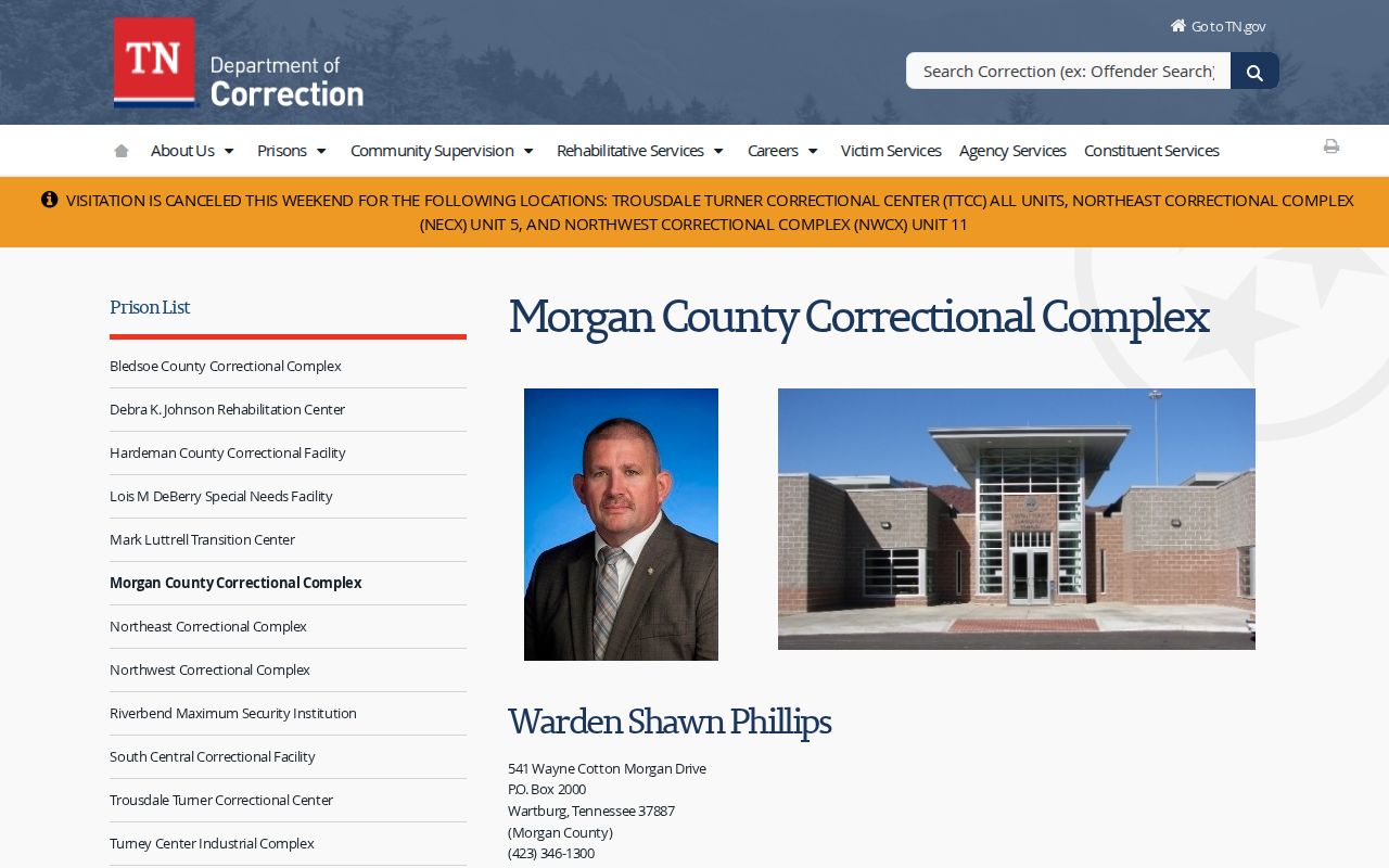 Official TDOC Morgan County Correctional Complex profile