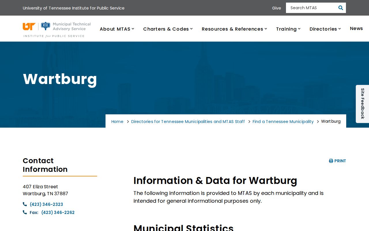 Wartburg criminal history city directory and certified population record