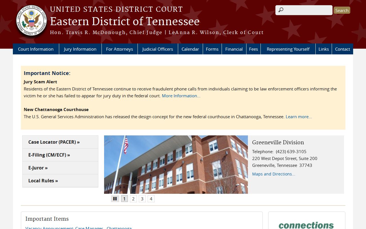 Federal district court serving Wartburg criminal history cases