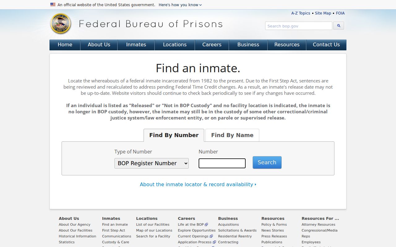 Federal inmate locator used for a Wartburg criminal history custody question